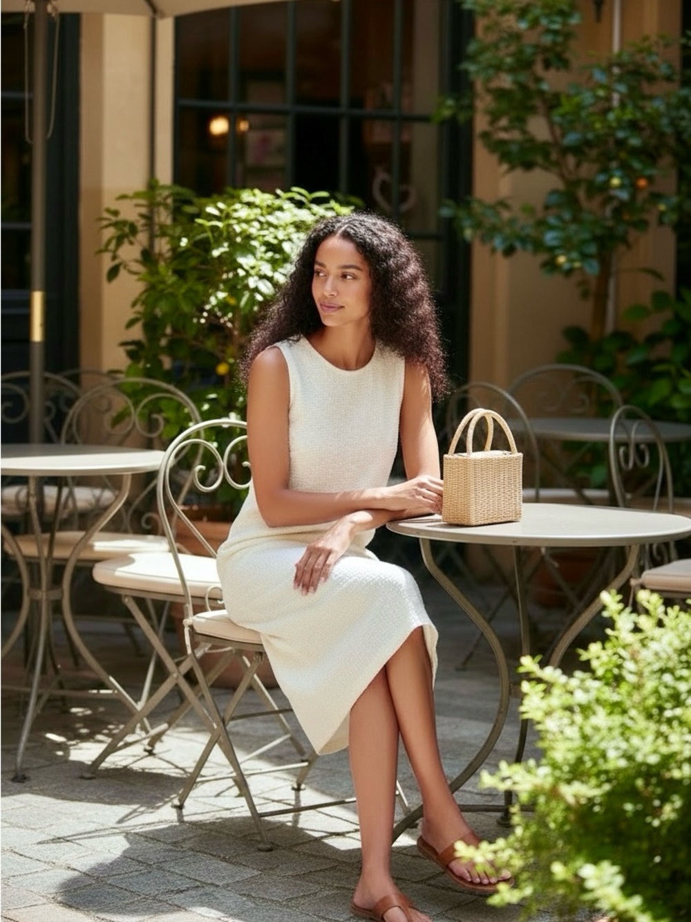 NWT Thread & Supply Cream Crinkle Textured Midi Dress XL - Picture 5 of 11